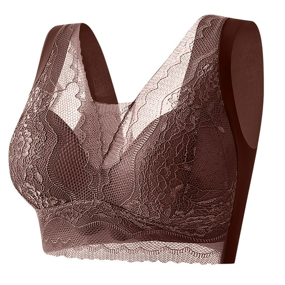 Bigersell Wireless Bras Trendy Women Oversized Lace Thin Lingerie with A Large Chest and No Underwire Sports Bra Push up Sagging and Beautiful Back Daily Bra Lifting Bra Style F-707 Red XXL