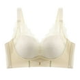 thumbnail image 1 of Bigersell Wireless Bras for Women No Underwire Push up Padded Bras Lace Trim V-Neck Comfort Soft Bra Solid Polyester Wire-Free Bra Hook and Eye Bra Closure Full-Figure Bralette B-5-Yellow L, 1 of 2