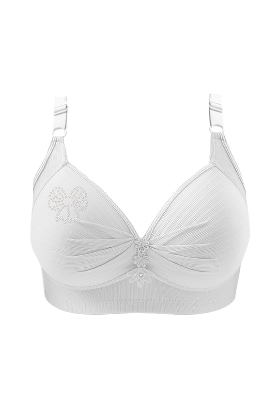 Wireless Bras for Women Upgrade Woman's Printing Push up Bras Plus Size Daily Bra Underwear No Underwire Full-Coverage Bra Style F-498 White XL