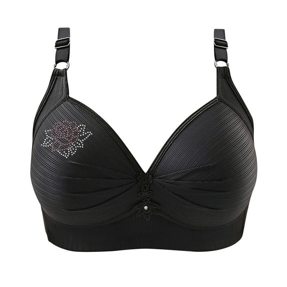 Bigersell Wireless Bras for Women Upgrade Woman's Printing Push up Bras Plus Size Daily Bra Underwear No Underwire Underwire Bra Style F-815 Black S