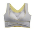 thumbnail image 1 of Bigersell Wireless Cami Bra Clearance Women Fashion Side Buckle Yoga Underwear Waistcoat Seamless Together Everyday Bras Underwire Bra Style F-1167 Gray XL, 1 of 5