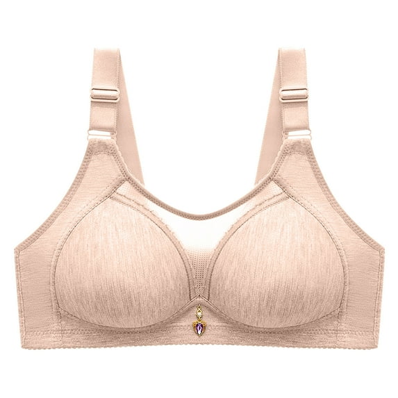 Bigersell Wireless Cami Bra Full Coverage Bra Tshirt Bras Ladies No Underwire Wire-Free Bra Style B52 Women Bras No Wire Back-Smoothing Bra Women Seamless Sports Bra Hook & Eye Bra Closure , Khaki XXL