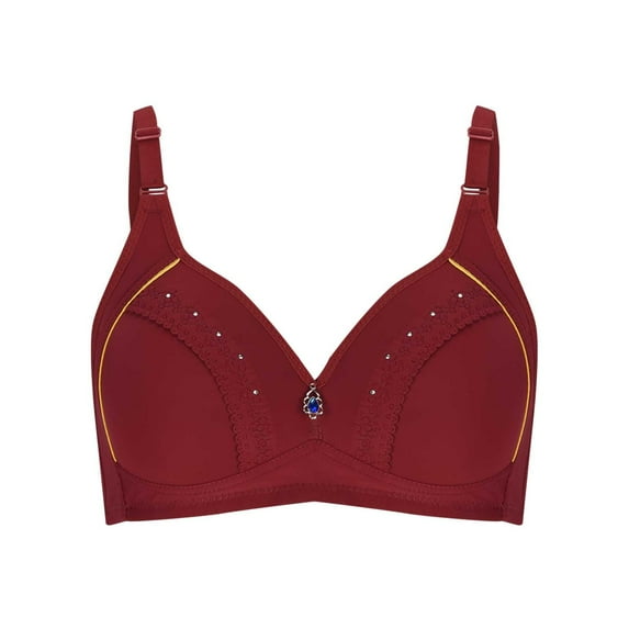 Bigersell Wireless Cami Bra New Woman's Embroidered Seamless Comfortable Breathable Bra Underwear No Underwire Racerback Bra Style F-1048 Wine 44