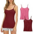 thumbnail image 1 of Bigersell Wireless Comfortable Bra Discouts 2024 Women's 2pc Daily Sling with Chest Pad Camisole Shelf Bra Spaghetti Straps Tank Tops Wire-Free Bra Style F-211 Red 6XL, 1 of 3