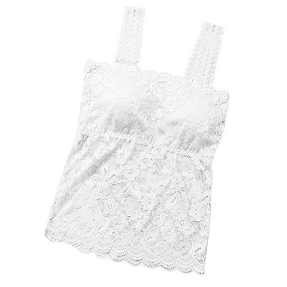 Bigersell Wireless Comfortable Bra Women Tank Tops Padded Shape Women Camisole Feminino Tops Short Size T-Shirt Bra, Style 7283, White