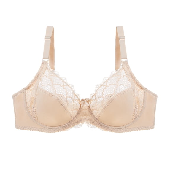 Bigersell Wireless Comfortable Push up Bra On Sale Women's Solid Color Ring Oversized Gathering Underwear Daily Bra pullover Bra Style F-1114 Beige S