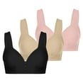 thumbnail image 1 of Bigersell Wireless Everyday Bra 3pc V-Neck Wire-Free Bra Support Women Strapless Bra Soft Bra Style R-257 Basic Bra Strap Nylon Convertible Bra Feature Everyday Bras Underwear Black 3XL, 1 of 6