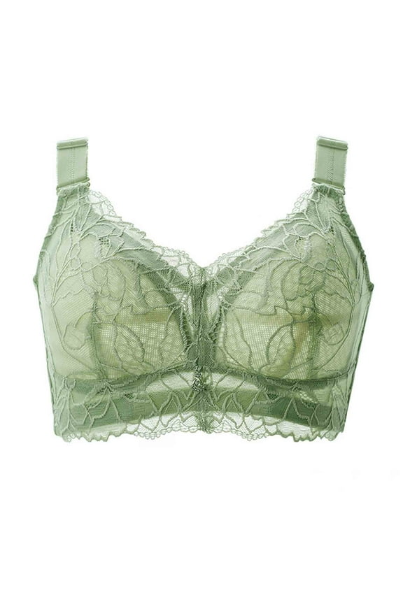 Wireless Lace Bras for Women Full-Coverage Wireless Bra Push up Bras Ladies Bras No Underwire Comfort Strap Padded Bralette Everyday Bras Underwear Full Figure Sports Bras F-5-Green 36D