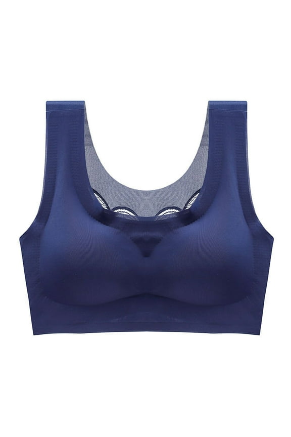 Wireless Push up Bras Summer Soft Bras for Women Wirefree Push-Up Bra Style B4610 V-Neck Pullover Bras Pull-On Bra Closure Big Girls Plus Size Padded Bras Blue XXL