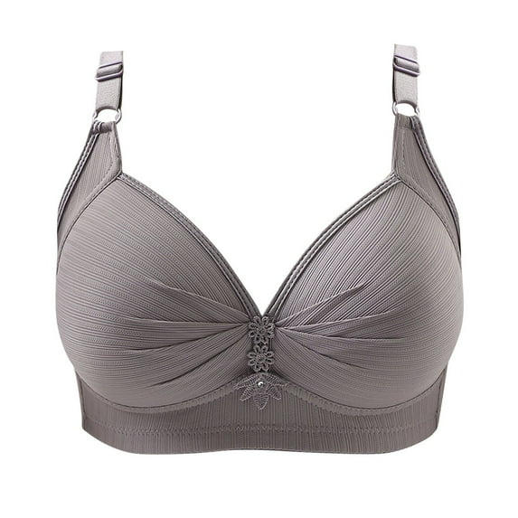 Bigersell Wireless Push up Bras for Women Clearance 3pc Wireless Bras with Support and Lift Longline Bra Style R1228 V-Neck Pullover Bras Hook and Eye Bra Closure Women's Plus Sports Bra Pack Gray L