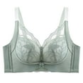 thumbnail image 1 of Bigersell Wireless Push up Bras Women Lace Mesh V-Neck Comfort Soft Bra Women's Sports Bras No Underwire Solid Polyester Lightly Padded Everyday Bra Hook and Eye Bra Closure B-3-Army Green L, 1 of 2