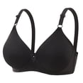 thumbnail image 1 of Bigersell Wireless Push Up Bras for Women Plus Size Seamless Full Figure Bra No Underwire Comfort Strap V-Neck Breathable Padded Bralette, B12-16, Black, XL, 1 of 2