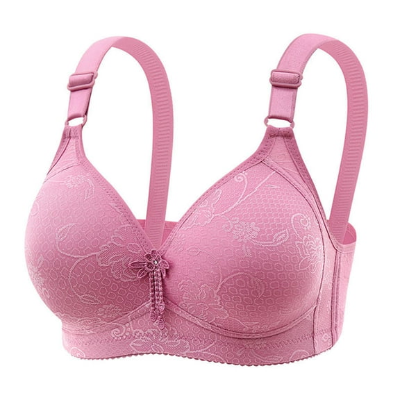 Bigersell Wireless Push-up Bra On Sale Women's Bra Soild Wire Underwear Bra Everyday Comfortable Breathable Bra Underwear Demi Cup Bra Style F-614 Pinky 3XL