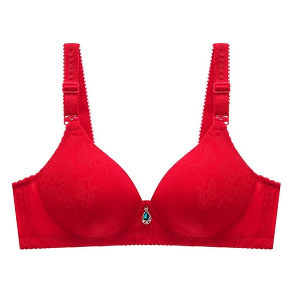 Bigersell Wireless T-Shirt Bra for Women Push up Bras No Underwire Ladies Comfortable Bras Padded Bralette Female Wire-Free Bra Style-D40, Womens Lounge Bras Q-Red XL