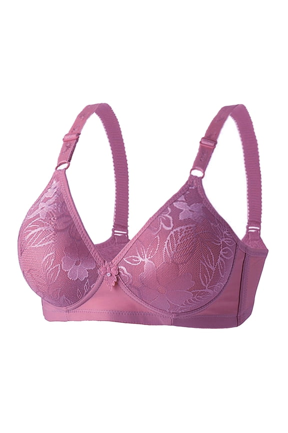 Woman Bra Womens Plue Size Adjust Full Cup No Underwire Cotton Breathable Underwear Female Polyester Comfortable Bra Women Full-Figure Bra, Style 996, Purple L