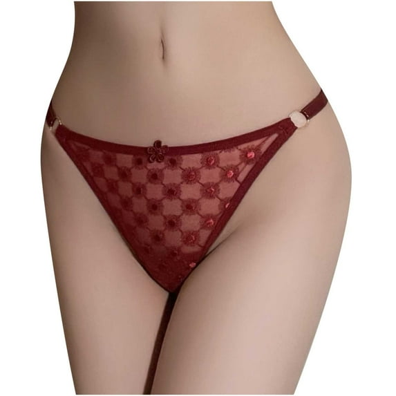 Bigersell Woman Underwear Clearance Womens Briefs Underwear Cheeky Panty Style P-1498 Nylon Period Panties Lace Thong Briefs Mid Waist Women Cheeky Panties Wine One Size
