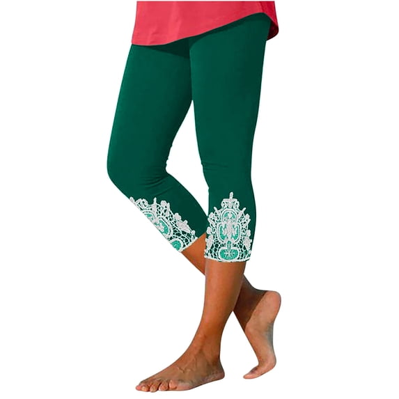 Bigersell Women Athletic Pants Women's Summer High Waisted Solid Color Capris Matching Slim Fitting Yoga Gym Pants Green m