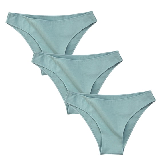 Bigersell Women Bikini Panties 3 Pack Thong Underwear No Show Panty Briefs Soft Comfortable Breathable Ladies Cheeky Panties Low Waist Underwear Blue L