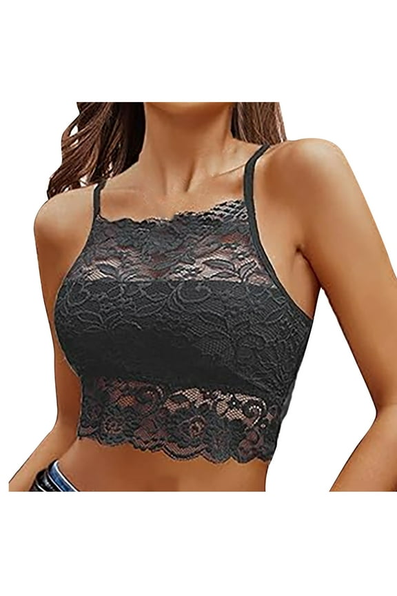 Women Bralette Upgrade Women's Solid Lace Wrapped Chest and Backless Ultra-Thin Bra with Padding Breathable Underwear Daily Bra pullover Bra Style F-1244 Gray L