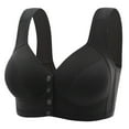 thumbnail image 1 of Bigersell Women Button Front Closure Bras Push up Bra No Underwire Front Snap Bra Wide Strap Comfort Soft Back-Smoothing V-Neck Wire-Free Bra Padded Bralette Everyday Bras C-28-Black XXL, 1 of 2