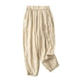 thumbnail image 1 of Bigersell Women Casual Capris Women's Fashionable Solid Color Retro Cotton Linen Loose Pocket Casual Trousers Cropped Pants Beige xl, 1 of 4