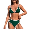 thumbnail image 1 of Bigersell Women Cheeky Bikini Sets, Spaghetti Straps V-Neck Cut Out Bathing Suits, High Waisted Two Piece Swimsuit Bikini Bottoms Swimwear for Beach & Pool Green M, 1 of 4