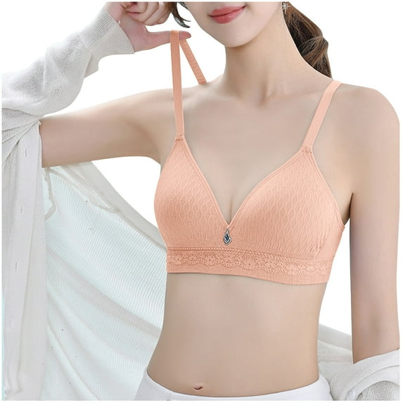 Bigersell Women Comfort Bra, Ladies V-Neck Push up Bras No Underwire Female Wire-Free Everyday Bras Padded Bralette Wireless Sports Bra Style-D17, Y-4-Watermelon Red 36B