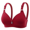 thumbnail image 1 of Bigersell Women Full-Coverage Bras Comfortable V-Neck Push up Bras Female Wire-Free Bra Hook and Eye Closure Ladies Bras No Underwire Full-Figure Bra Style-B1 S-Wine M, 1 of 4