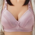 thumbnail image 1 of Bigersell Women Full-Coverage Wireless Bras Ladies Lace Embellished V-Neck Push up Wire-Free Bras Hook and Eye Closure Comfortable Padded Brassiere Everyday Wireless Sports Bras No Wire Hot Pink XL, 1 of 6
