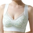 thumbnail image 1 of Bigersell Women Full-Figure Bra Wide Strap Lace Trim V-Neck Wireless Bra Comfort Padded Push-up Bras without Underwire Soft Bralette Bra Everyday Wire-Free Bras S19-1919, 1 of 5