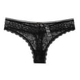 thumbnail image 1 of Bigersell Women Lace Bikini Panties - Ladies Floral Lace Mesh Lingerie Thong Briefs Underwear Women’s Underpants Cheeky Panties Black XL, 1 of 3