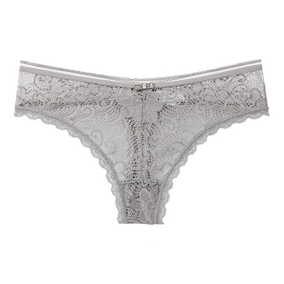 Bigersell Women Lace Bikini Panties - Ladies Floral Lace Mesh Lingerie Thong Briefs Underwear Women’s Underpants Cheeky Panties Gray XL