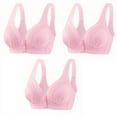 thumbnail image 1 of Bigersell Women Lace Bra Summer 3pc Women Lace Sports Bra Molded Bra Style R3556 V-Neck Pullover Bras Front Snap Bra Closure Women's Plus Size Yoga Bras Pink M, 1 of 2