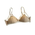 thumbnail image 1 of Bigersell Women Lace Bra No Underwire Women’s Sports Bras Padded Bralette Solid Polyester Hook and Eye Bra Closure Wireless Everyday Bras Comfort Soft Bra B-17-Beige S, 1 of 4