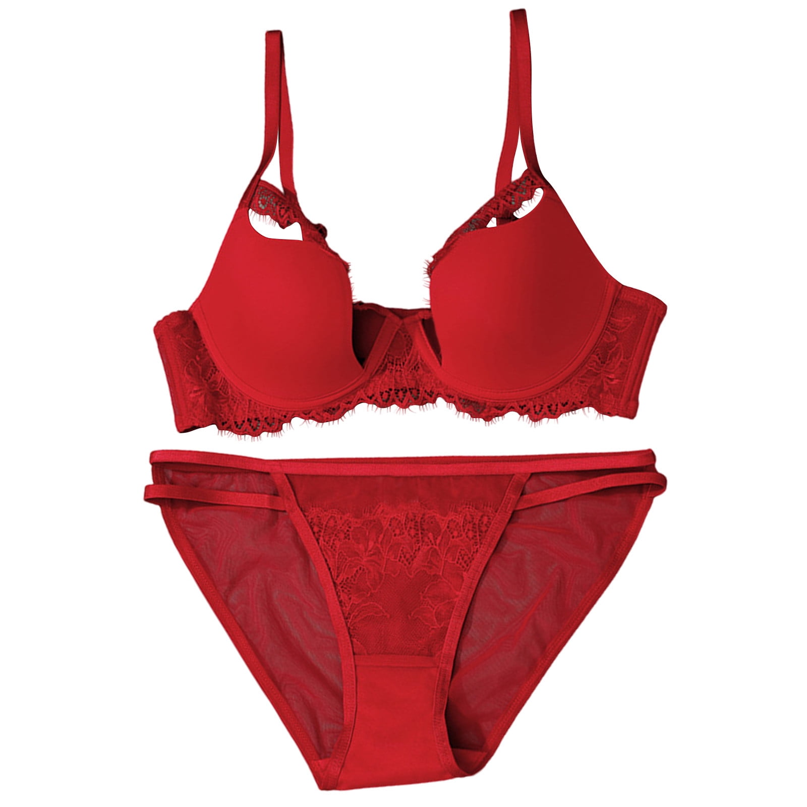 Bigersell Women Lace Bras and Panty Sets Plus Size VNeck TShirt Bra