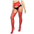 thumbnail image 1 of Bigersell Women Lingerie Stockings Thigh High Stockings Womens Lingerie Lace Tops Mesh Sheer Over Knee Stocking Red One Size, 1 of 8