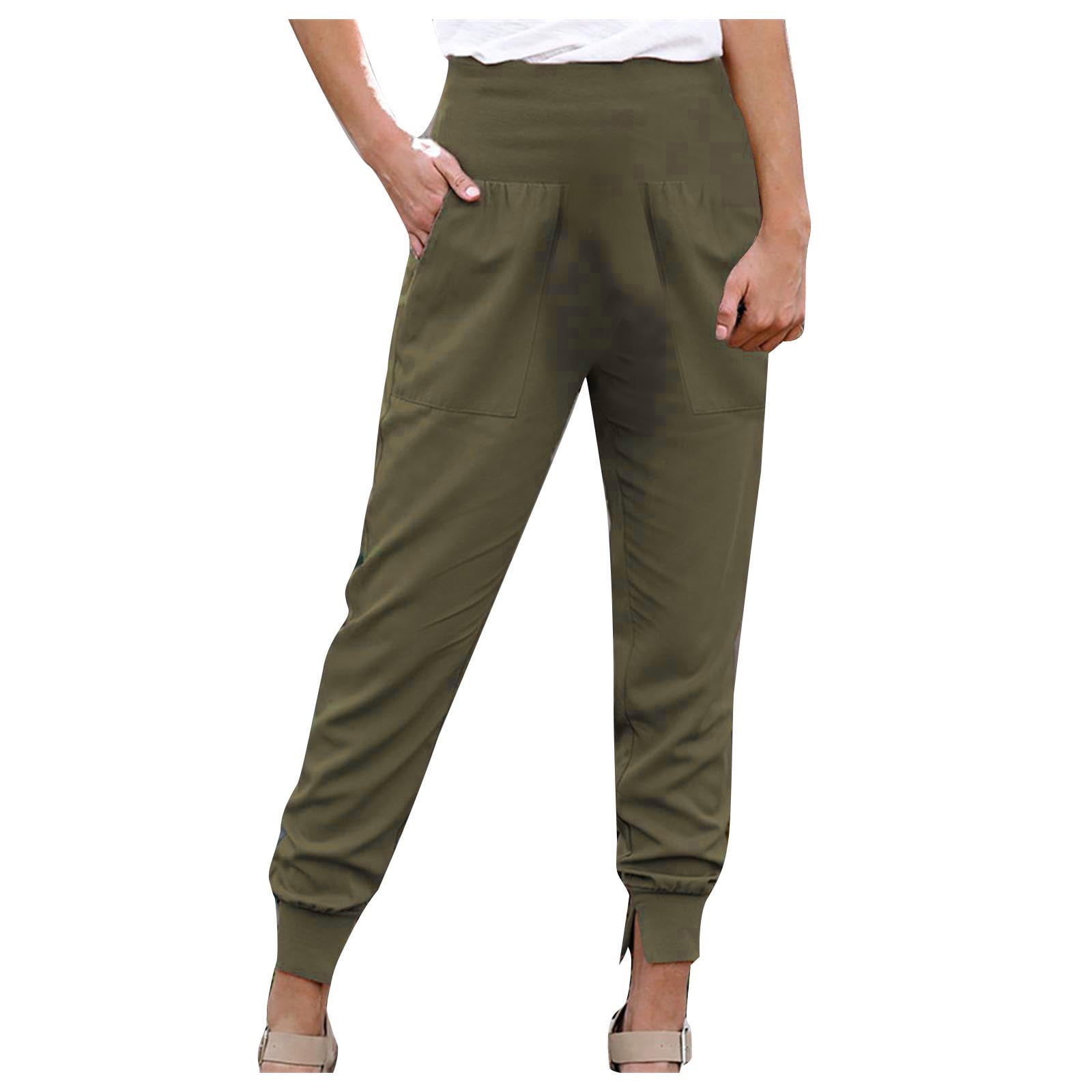 Bigersell Women Low Pro Pants Full Length Women Fashion Casual High Waist  Trousers Slit Pocket Solid Color Length Pants Work Leggings for Ladies  Office 