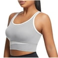 thumbnail image 1 of Bigersell Women Padded Bra Upgrade Fashion Women's Back Gathering Yoga Fixed Chest Cushion Style Gathering Sports Bra Full-Coverage Bra Style F-1327 Gray M, 1 of 6