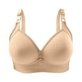 thumbnail image 1 of Bigersell Women Padded Push up Bras Full-Coverage Soft Bras Comfort Wireless Bras Hook & Eye Bra Closure Backless Sports Bra Everyday Bras Underwear Hook & Eye Bra Closure Beige M, 1 of 9