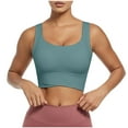 thumbnail image 1 of Bigersell Women Padded Sports Bras Ladies U-Neck Seamless Wireless Bra Ladies Running Workout Crop Tank Tops Yoga Bras No Underwire Womens Pullover Bras Green XL, 1 of 4
