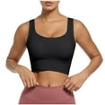 thumbnail image 1 of Bigersell Women Padded Sports Bras Ladies U-Neck Seamless Wireless Bra Ladies Running Workout Crop Tank Tops Yoga Bras No Underwire Womens Pullover Bras Black S, 1 of 4