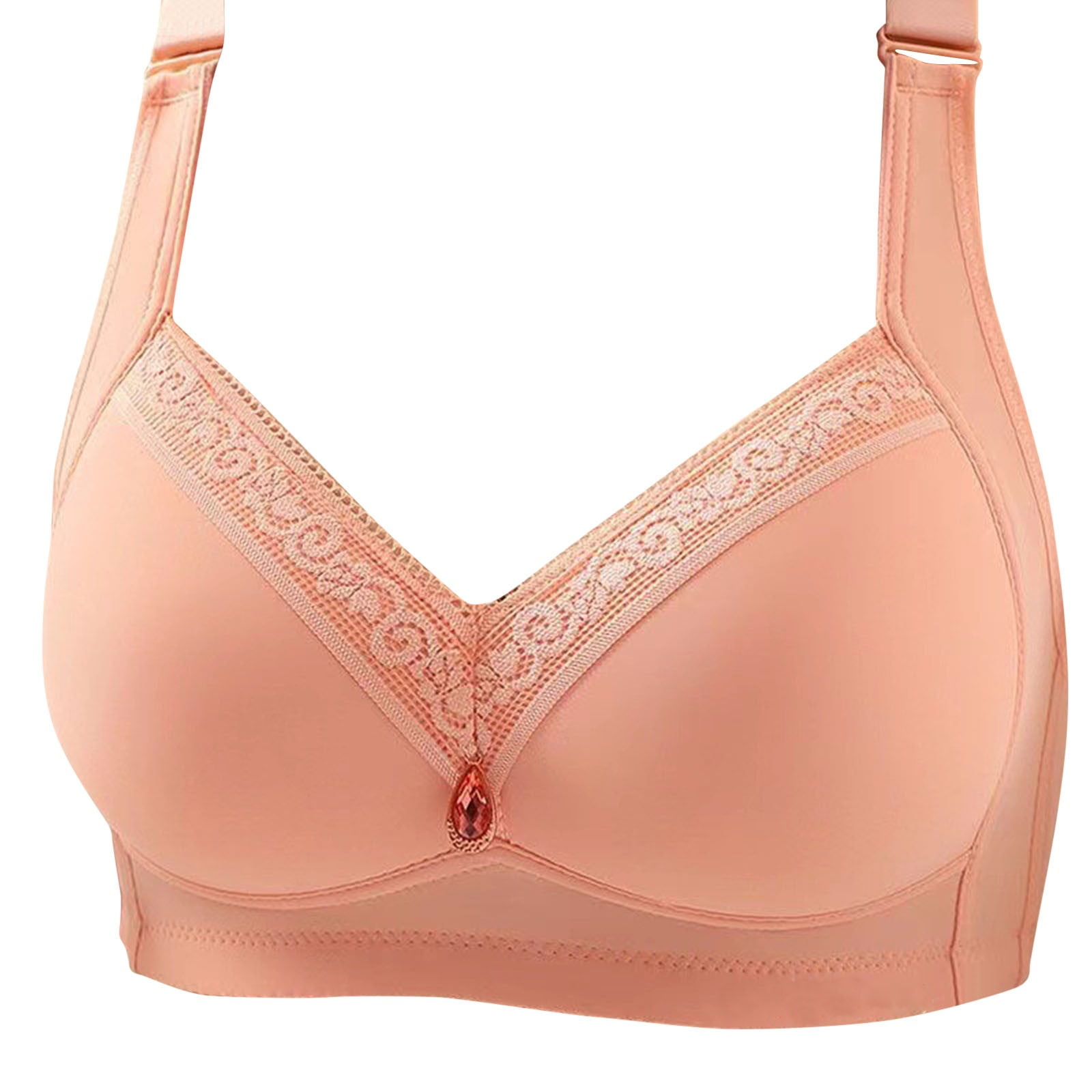 Bigersell Women Plus Size FullCoverage Wireless Bras Ladies Lace V