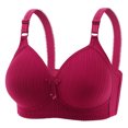 thumbnail image 1 of Bigersell Women Plus Size Full-Coverage Wireless Bras No Underwire Comfort Strap Soft V-Neck Padded Bra Ladies Push up Padded Bras No Wire Everyday Wire-Free Bra Wine M, 1 of 5