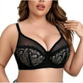 thumbnail image 1 of Bigersell Women Plus Size Wireless Bras - Soft E Cup Bras Lace Mesh T-Shirt Bras Comfort Push up Bras No Underwire Padded Bralette, B12-12, Black, 100D, 1 of 7