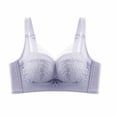 thumbnail image 1 of Bigersell Women Push up Lace Bra Mesh Wireless Bras Women’s Sports Bras No Underwire Solid Polyester Comfort Soft Padded Bralette Hook and Eye Bra Closure Wire-Free Bra B-8-Purple L, 1 of 2