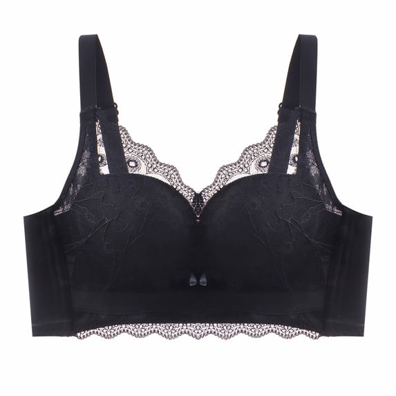 Bigersell Women Push Up Bra Wireless Padded No Underwire Bralettes Lace Bras Women’s Sports Bras Comfort Soft Padded Bra Hook and Eye Bra Closure Wire-Free Bra B-7-Black S