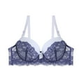 thumbnail image 1 of Bigersell Women Push-Up Bras Clearance V-Neck Mesh Floral Lace Bras Wire-Free Bra Bralettes Lightly Lined Padded Ladies Bras Everyday Underwear Sports Bras T-Shirt Bra Style B-7 Blue M, 1 of 2
