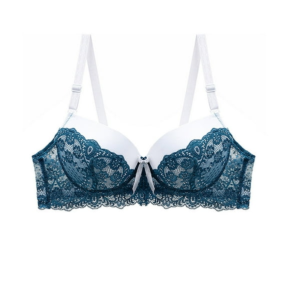 Bigersell Women Push-Up Bras Clearance V-Neck Mesh Floral Lace Bras Wire-Free Bra Bralettes Lightly Lined Padded Ladies Bras Everyday Underwear Sports Bras T-Shirt Bra Style B-7 Green XL