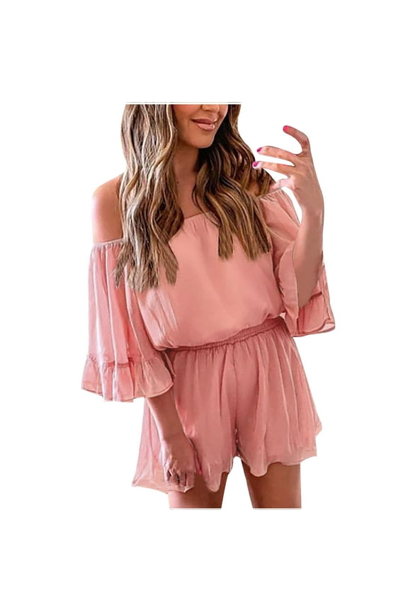 Women Ribcage Straight Ankle Jumpsuits Jumpsuit Women Solid Color Romper Casual Broad Legs Chiffon Jumpsuit Body Suit Ladies Jumpsuits