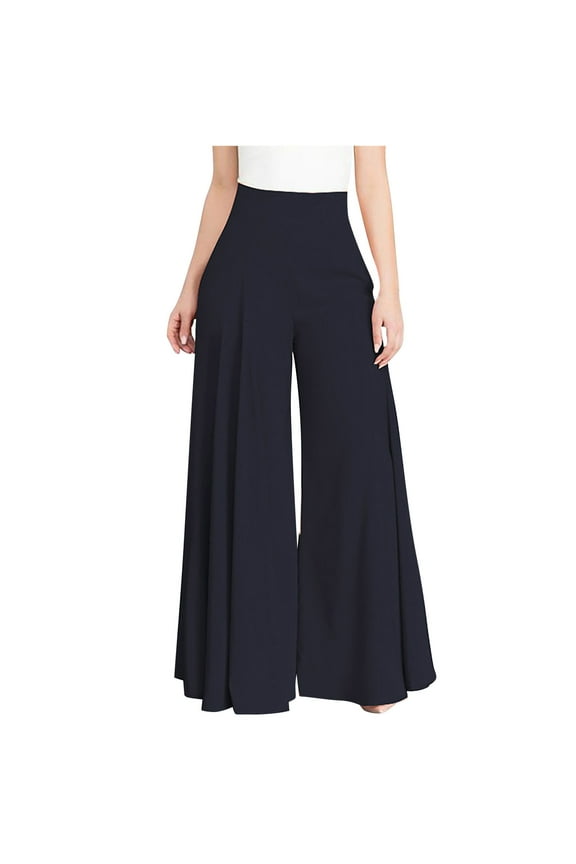 Women Ribcage Straight Ankle Pants Full Length Pants Women's Casual Solid Elegant High Waist Wide Leg Pants Trousers Flare Trousers Zipper Pants Girls Flare Pants